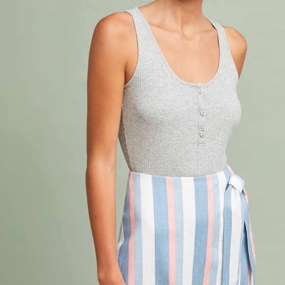 Anthropologie Other - Anthropologie Grey Ribbed Button Bodysuit